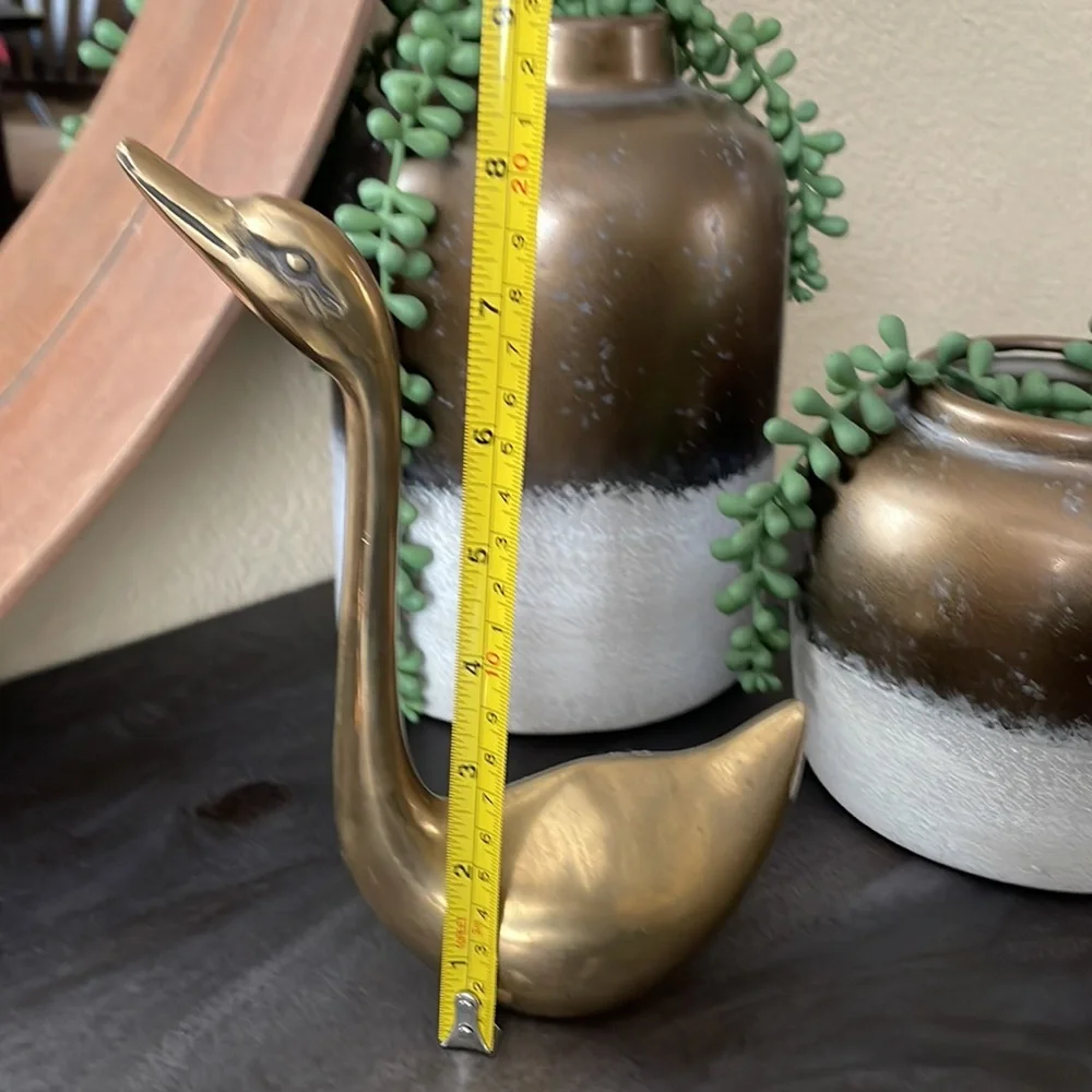Vintage Set Of 4 Solid Brass Swans - Picture 3 of 11